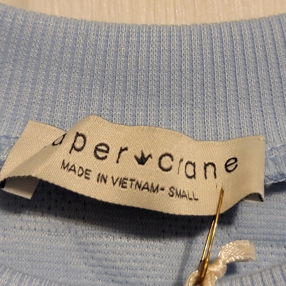 Paper Crane Womens Sweatshirt Light Blue Textured Quilted Size Small - Picture 4 of 6